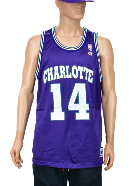 Charlotte Hornets Anthony Mason Champion Jersey Size 48