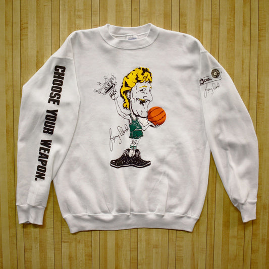 Custom Bootleg Larry Bird Big Head Converse Weapon 80's Crew Sweatshirt
