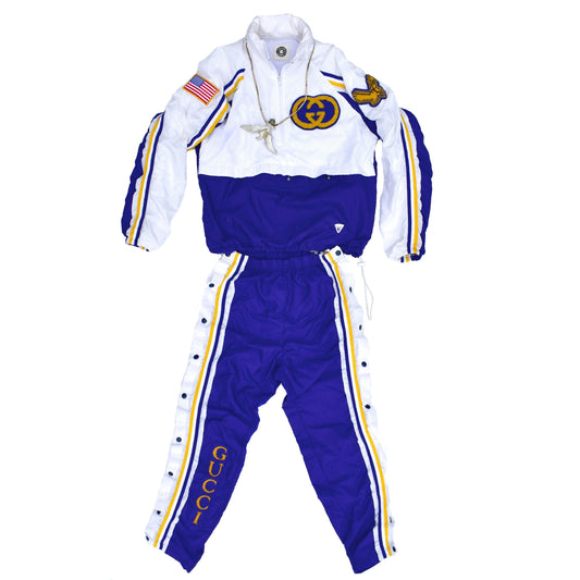 1/1 Gucci Inspired 90's Bootleg Chain Stitched Crinkle Nylon Track Suit