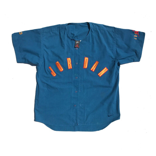 Nike Air Jordan 6 VI 1991 Teal Embroidered Baseball Jersey Size Large