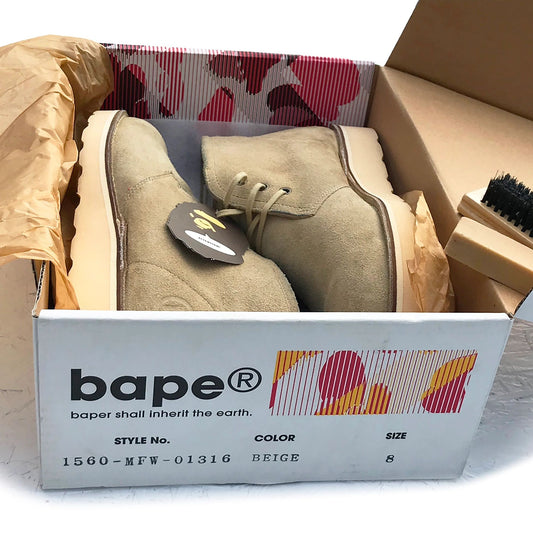 Bape Bathing Ape Beige Suede Chukka Boots in Box Size 8-9