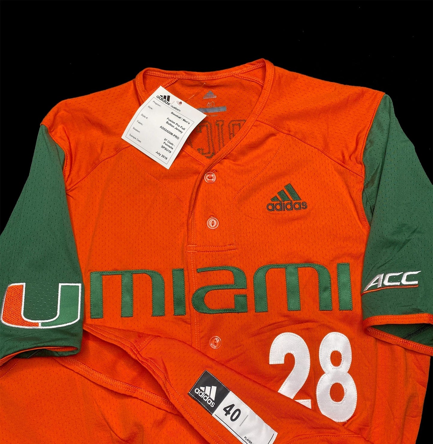 Miami Hurricanes Authentic Sample Adidas Game Jersey