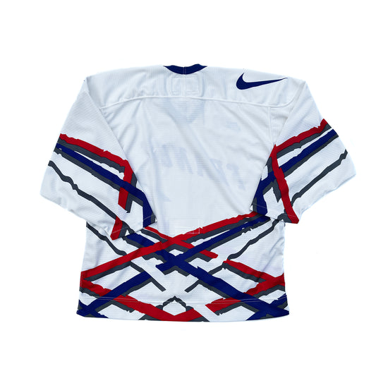 Nike France Olympics Home 90's Hockey Jersey w/ Fight Strap