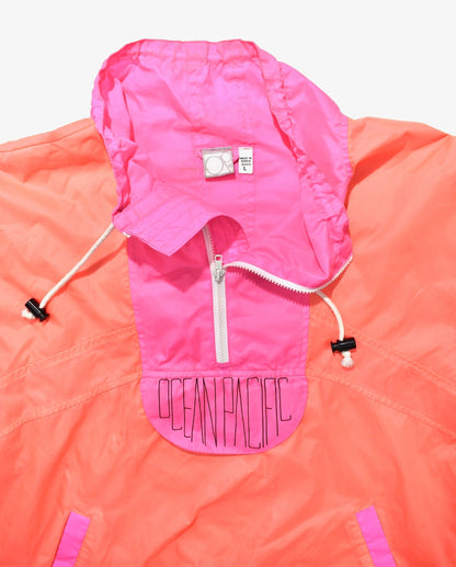 Ocean Pacific 90's Neon Pulloer Windbreaker Size Large
