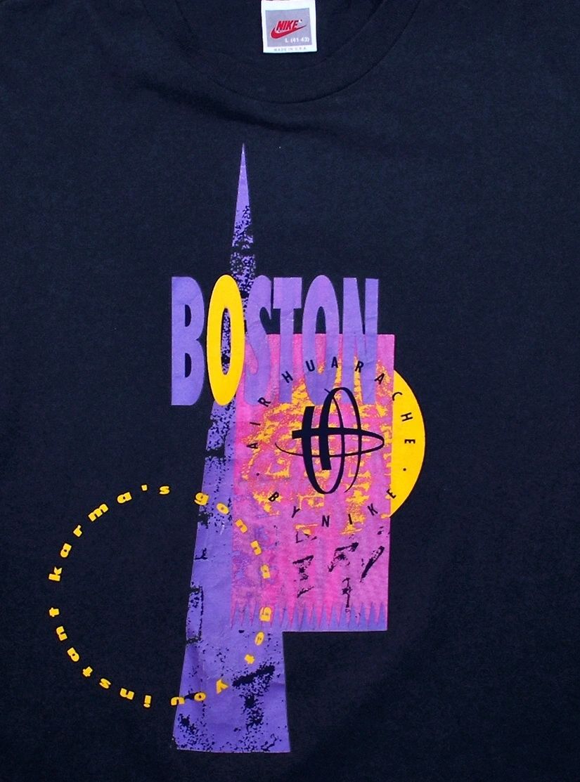 Nike Gray Tag Huarache John Lennon Boston Marathon "INSTANT KARMA" Shirt