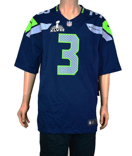 Seattle Seahawks Russell Wilson Super Bowl XLVIII Patch Nike Jersey NEW Sz. XL