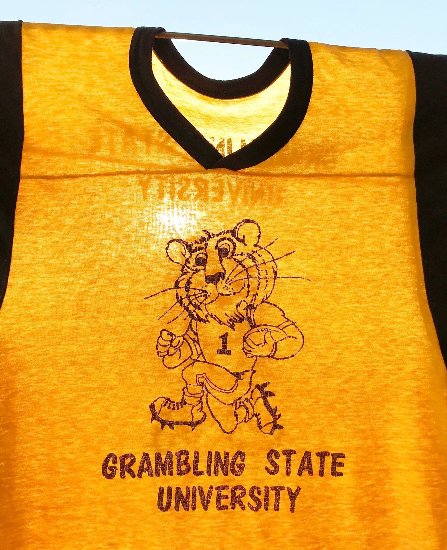 Grambling State University 70's Thin Cut & Sew Ringer Poly Blend Tee