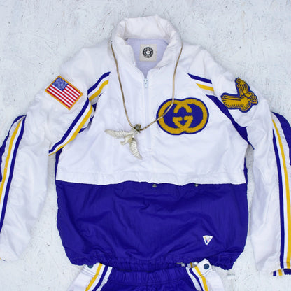 1/1 Gucci Inspired 90's Bootleg Chain Stitched Crinkle Nylon Track Suit