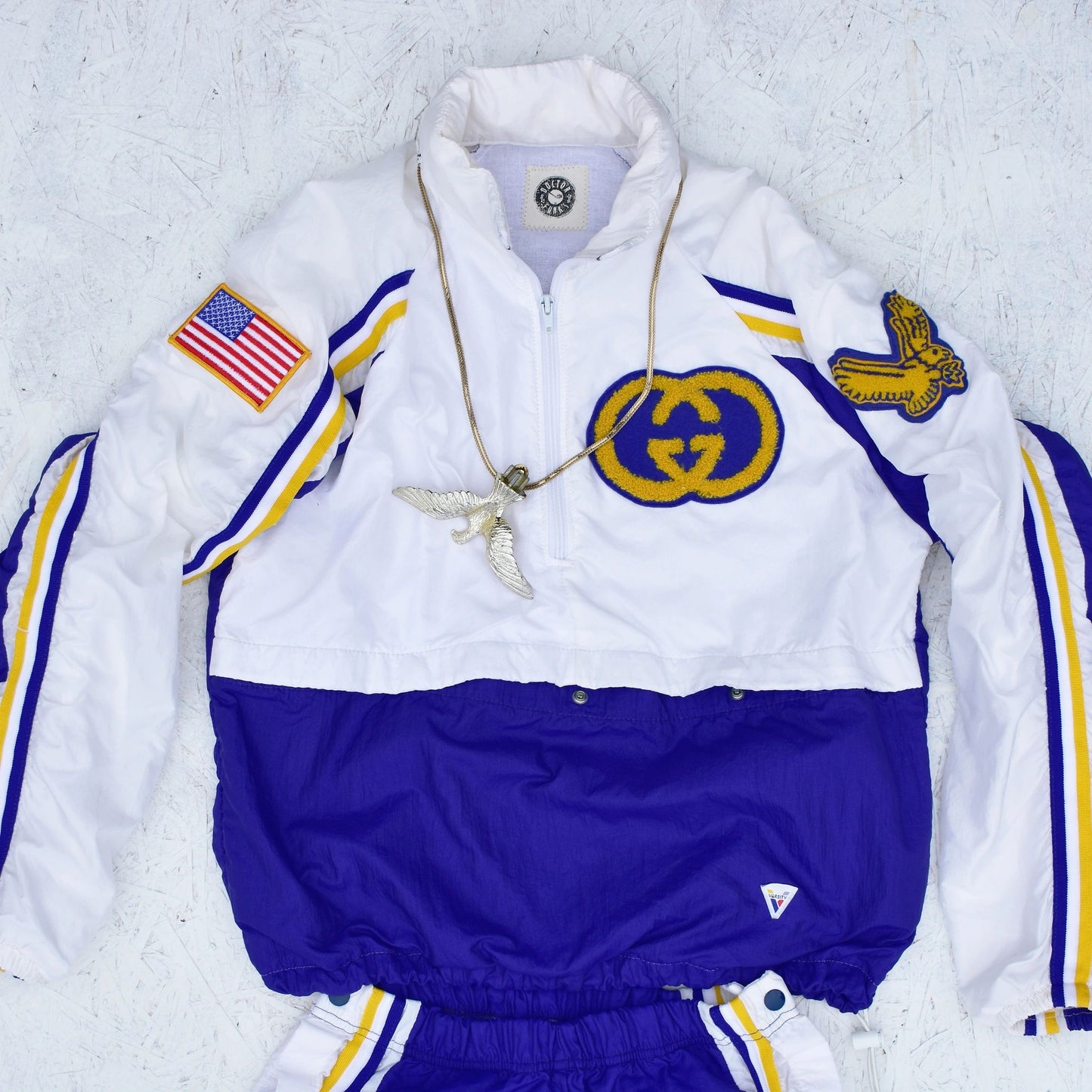 1/1 Gucci Inspired 90's Bootleg Chain Stitched Crinkle Nylon Track Suit