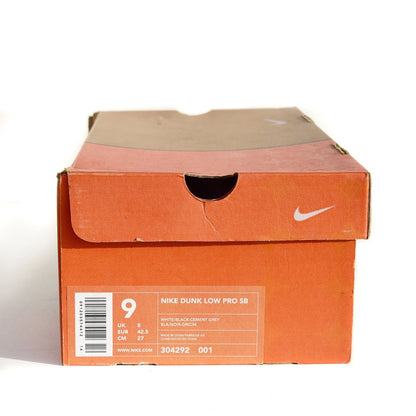 Nike Dunk Low SB Supreme White/Cement w/ Box Size 9