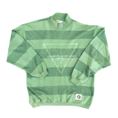 Guess Jeans Inspired 90s Bootleg Striped Crew Sweatshirt Glow-In-Dark NEW
