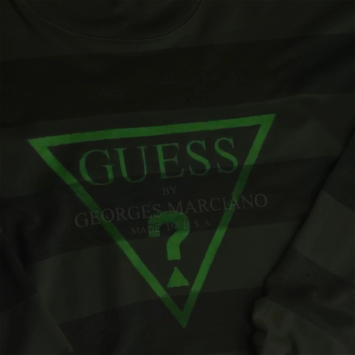 Guess Jeans Inspired 90s Bootleg Striped Crew Sweatshirt Glow-In-Dark NEW