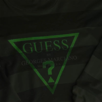 Guess Jeans Inspired 90s Bootleg Striped Crew Sweatshirt Glow-In-Dark NEW