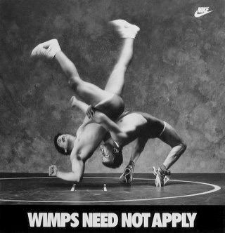 Nike Wrestling Late 80's Original Print Poster "WIMPS NEED NOT APPLY" New