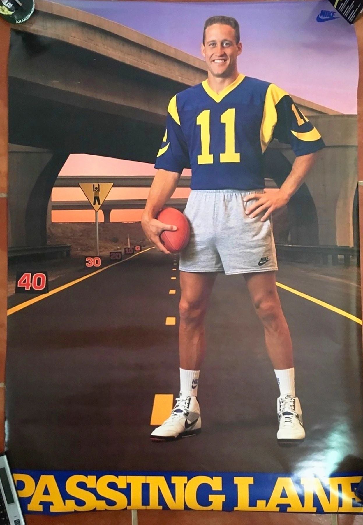 Nike Jim Everett "Passing Lane" L.A. Rams Original Poster NEW