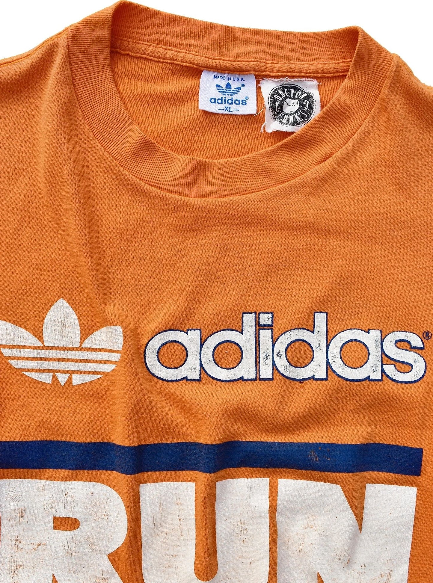 1/1 Adidas Run DMC "My Adidas" White/Blue Tag Made in USA T-Shirt, Size XL