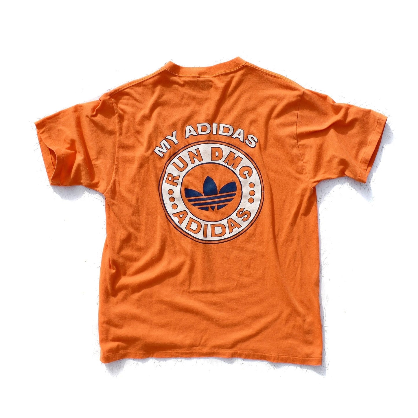 1/1 Adidas Run DMC "My Adidas" White/Blue Tag Made in USA T-Shirt, Size XL
