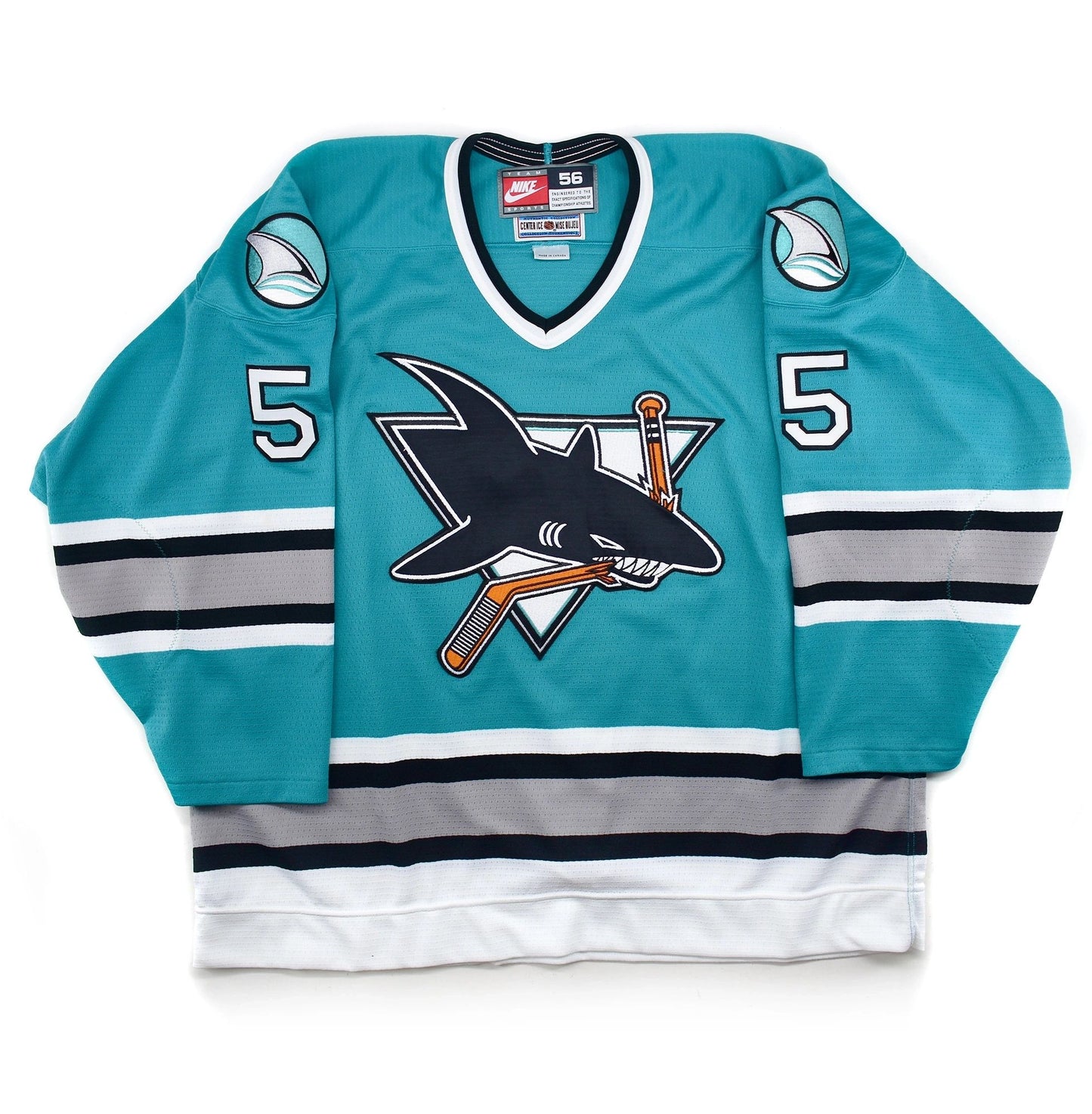 San Jose Sharks 1997 Nike Game Worn Used Hockey Jersey