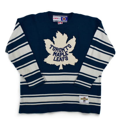 Toronto Maple Leafs CCM Knit Throwback Sweater Hockey Jersey Size Large