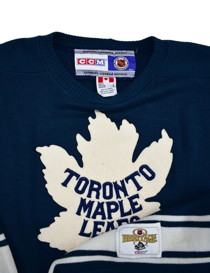 Toronto Maple Leafs CCM Knit Throwback Sweater Hockey Jersey Size Large