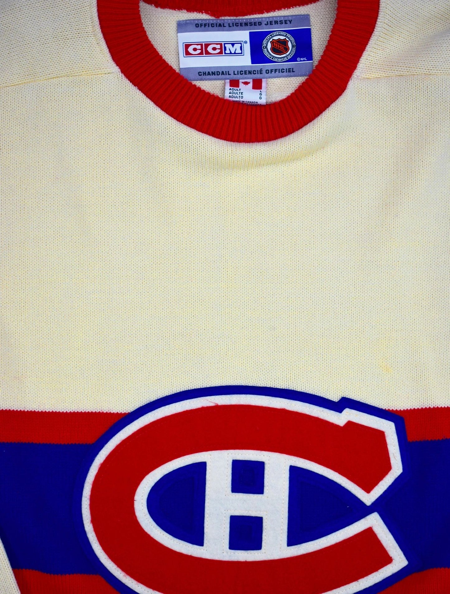 Montreal Canadiens Authentic CCM Heavyweight Sweater Hockey Jersey Size Large