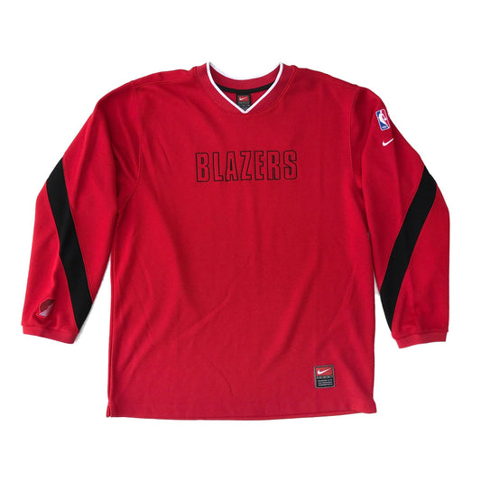 Portland Trailblazers 2000 Nike L/S Warm-Up Shirt Size Large