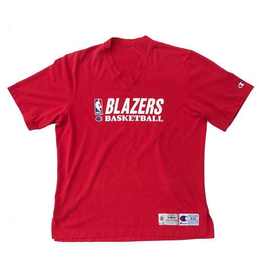 Portland Trailblazers Champion 1995-96 Game worn Heavyweight T-Shirt