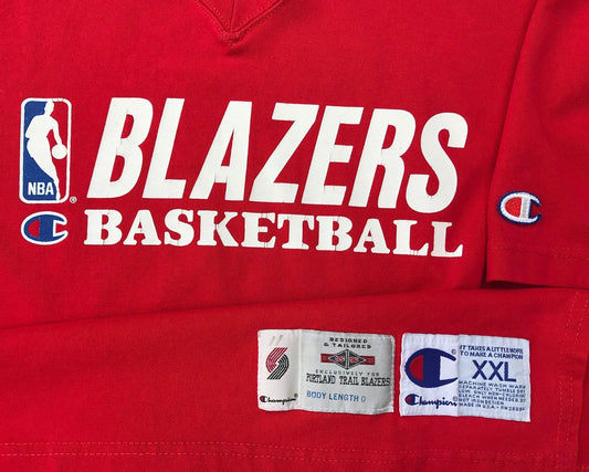 Portland Trailblazers Champion 1995-96 Game worn Heavyweight T-Shirt