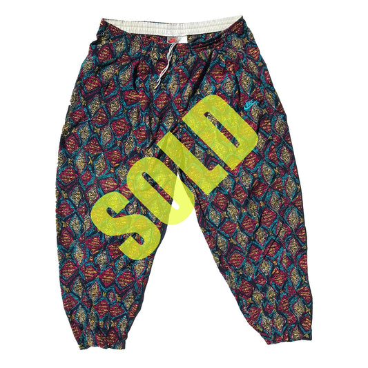 Nike Gray Tag All Over Print Baggy Workout Pants 90's
