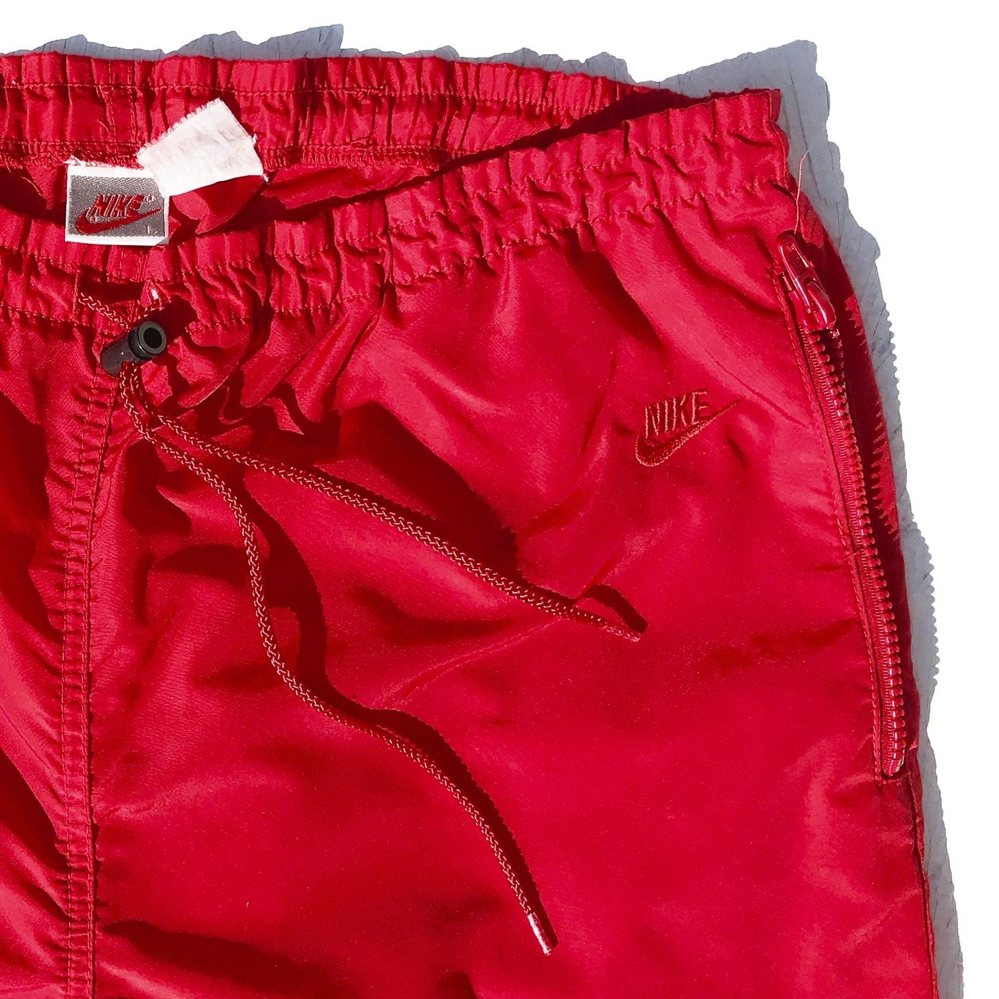 Nike Gray Tag Red Nylon Fitted 90's Pants Size Large
