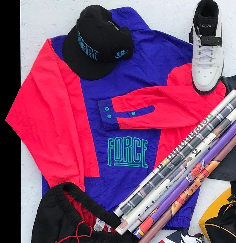 Nike Gray Tag Air Force Neon 90's Windbreaker Jacket