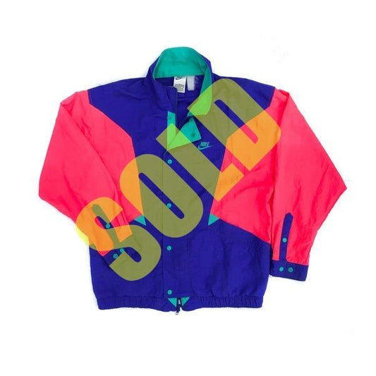 Nike Gray Tag Air Force Neon 90's Windbreaker Jacket