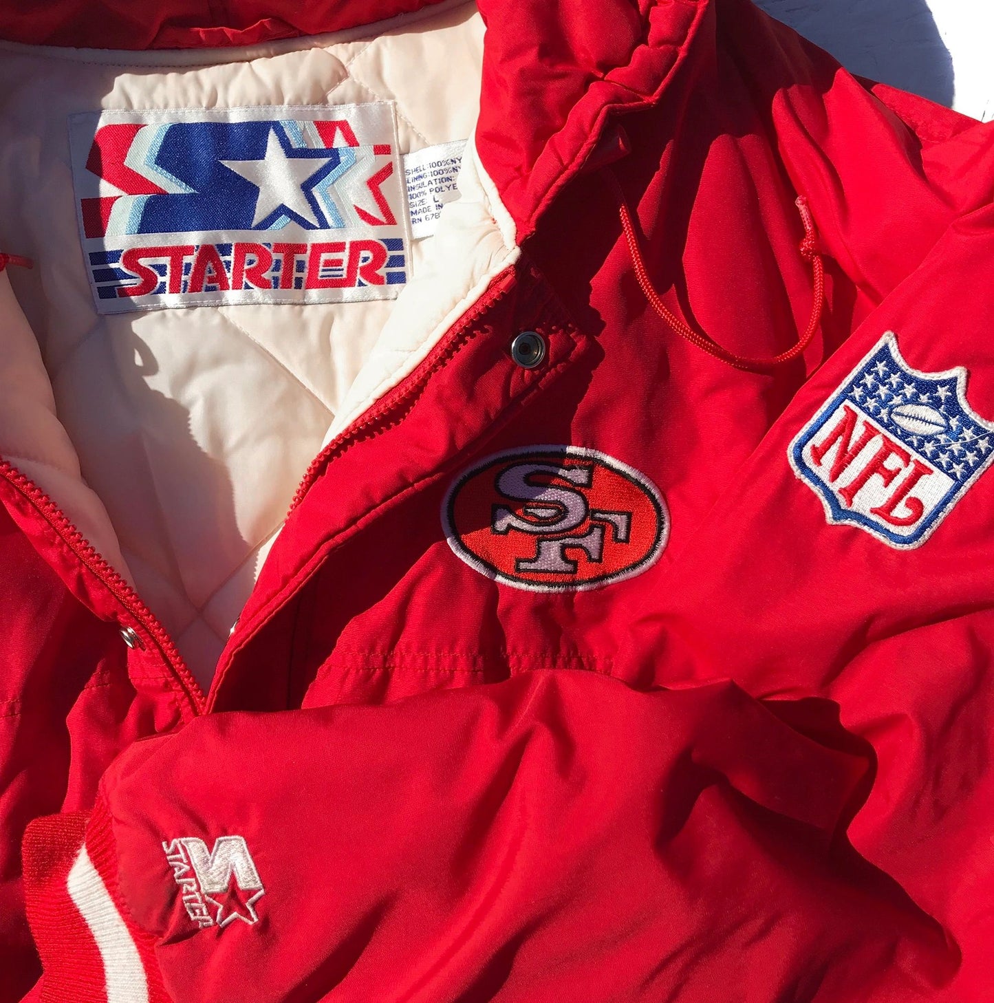 San Francisco 49ers Starter Red Parka Jacket Size Large