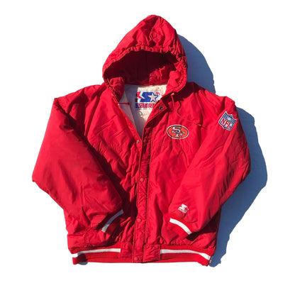 San Francisco 49ers Starter Red Parka Jacket Size Large
