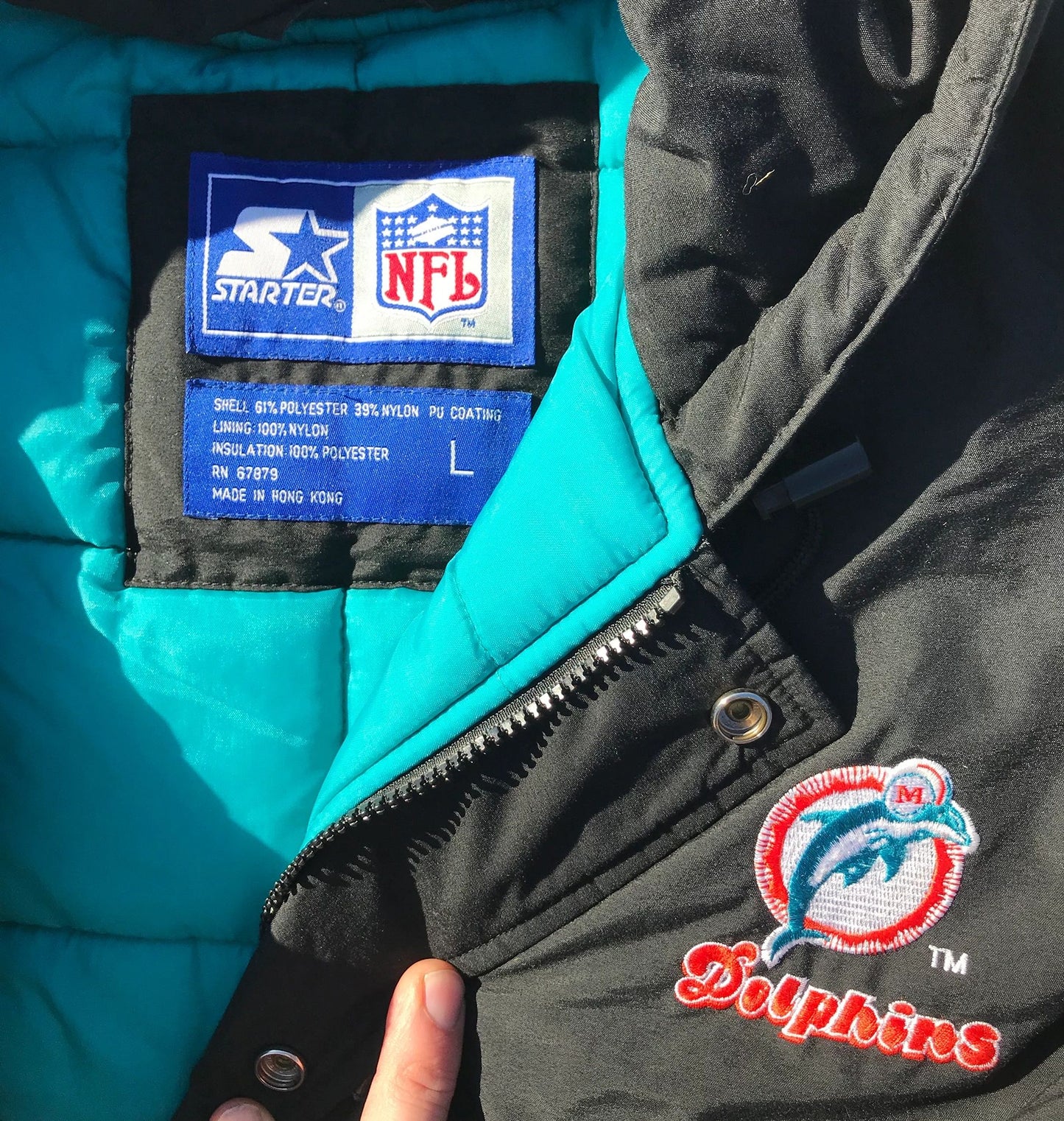 Miami Dolphins 90's Starter Parka Jacket Size Large