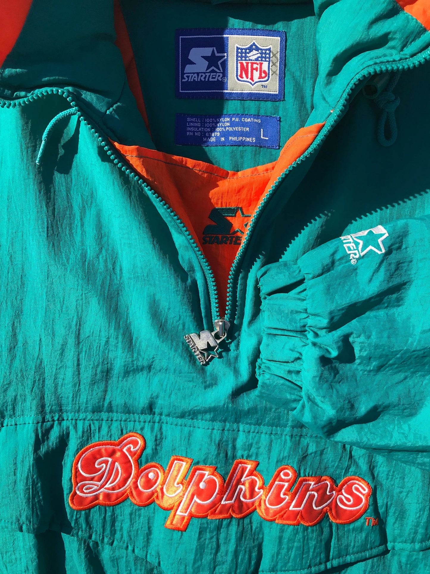 Miami Dolphins Starter Pullover Half Zip Parka Jacket Size Large