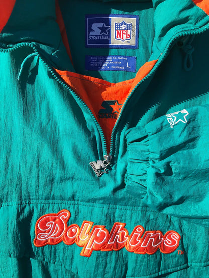 Miami Dolphins Starter Pullover Half Zip Parka Jacket Size Large