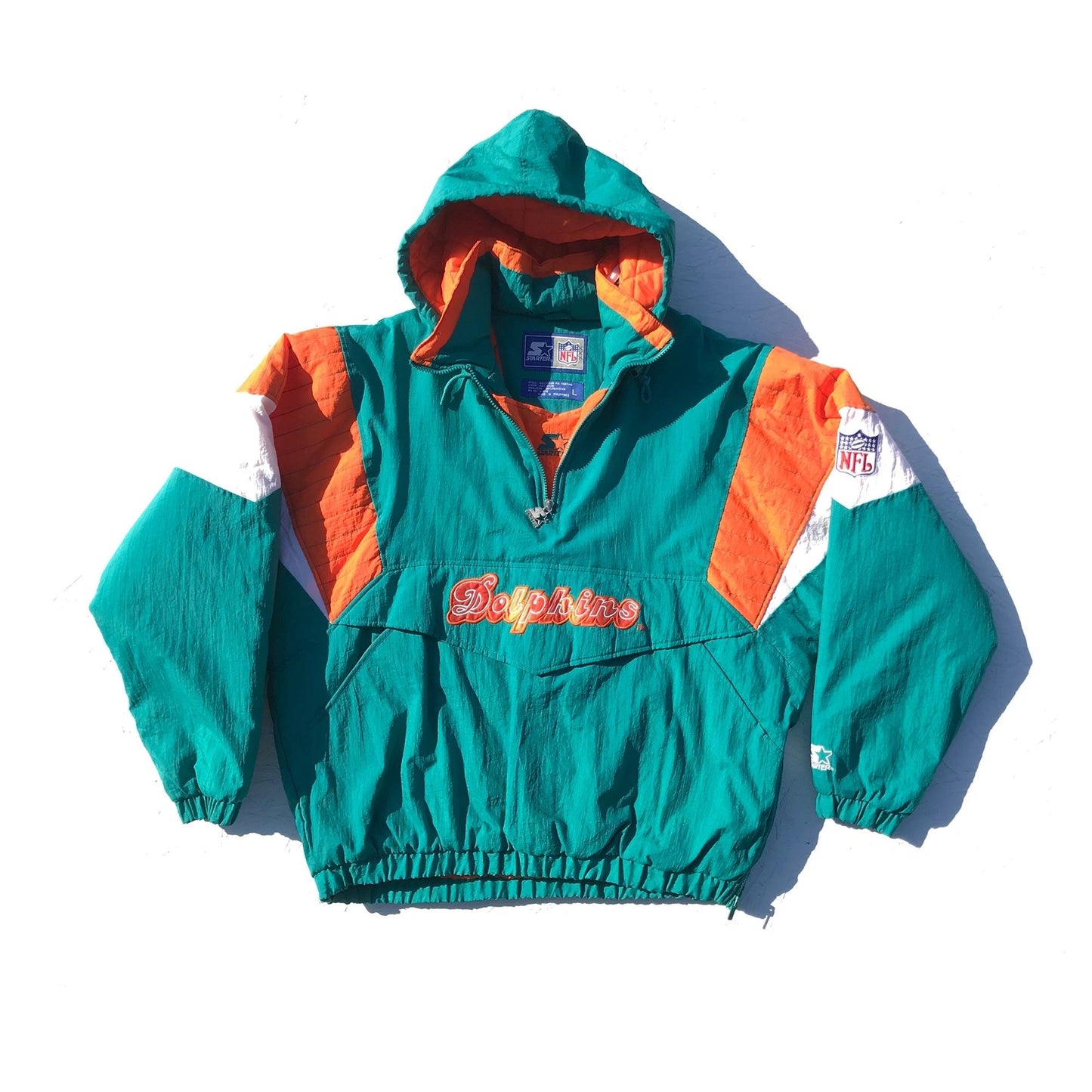 Miami Dolphins Starter Pullover Half Zip Parka Jacket Size Large
