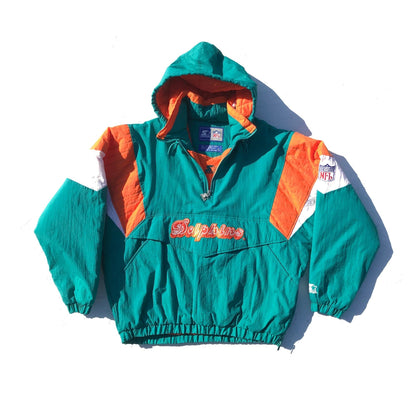 Miami Dolphins Starter Pullover Half Zip Parka Jacket Size Large