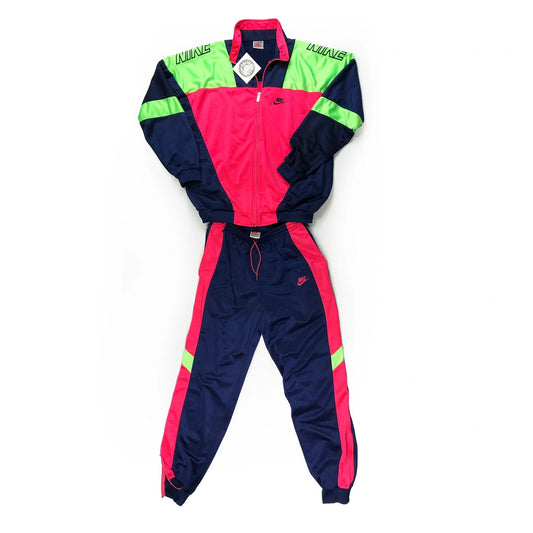 Nike 90's Gray Tag Neon Polyester Track Suit Jacket + Pants