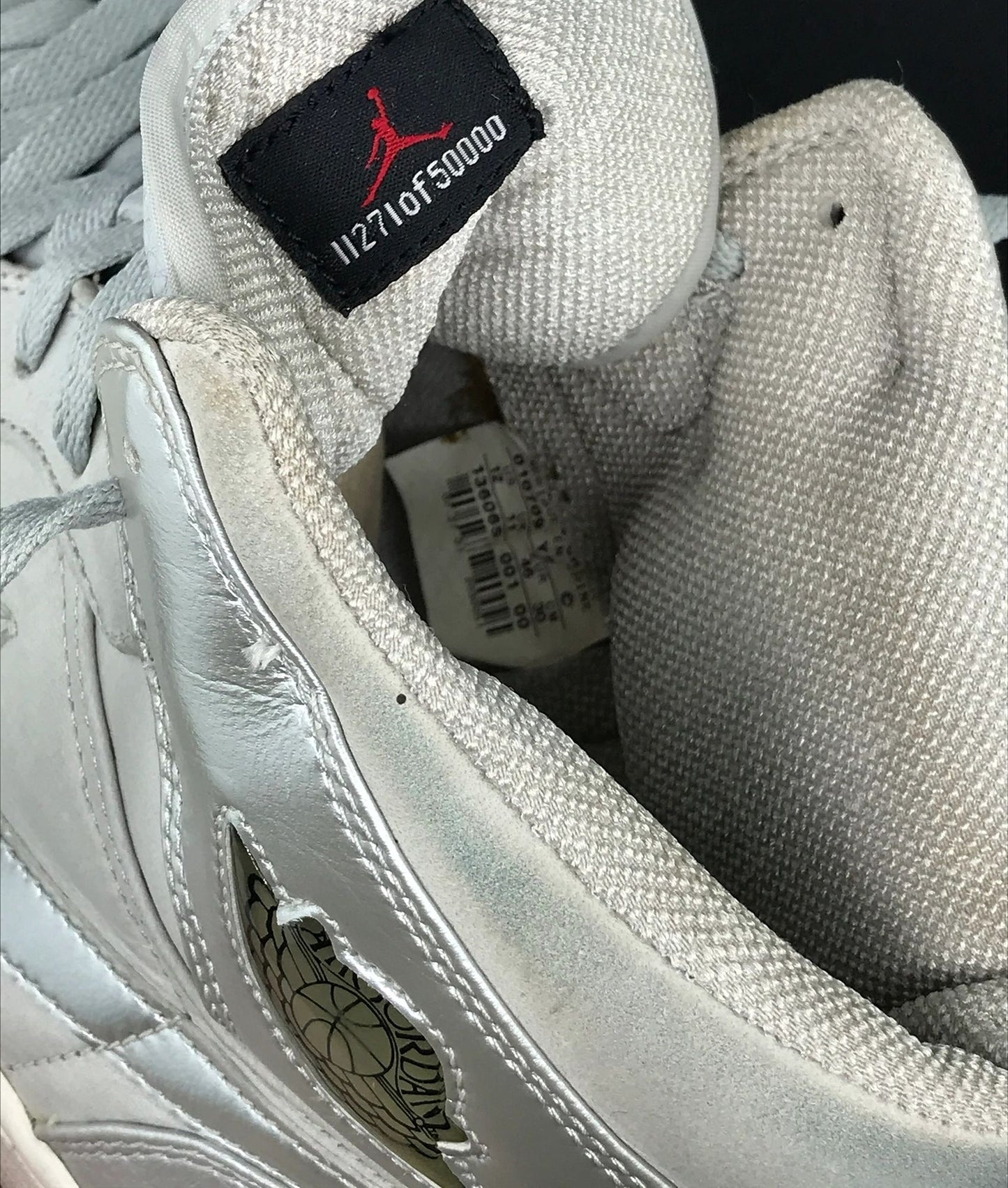 Nike Air Jordan 1 Retro + 2001 Silver 1 of 50K Size 12