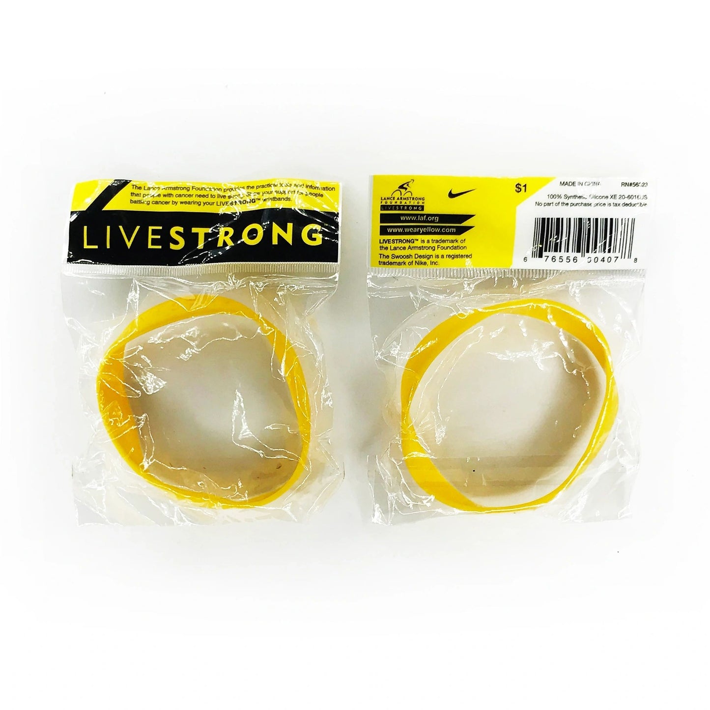 Nike Cycling Livestrong Yellow Rubber Bands 10 NEW