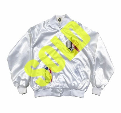 1/1 Portland Trailblazers Satin Chain Stitched Custom Jacket Size XXL