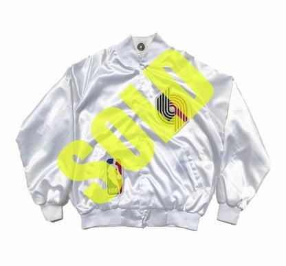 1/1 Portland Trailblazers Satin Chain Stitched Custom Jacket Size XXL