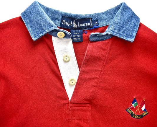 Polo Ralph Lauren 1988 Cross Flags Denim Collar Rugby Shirt