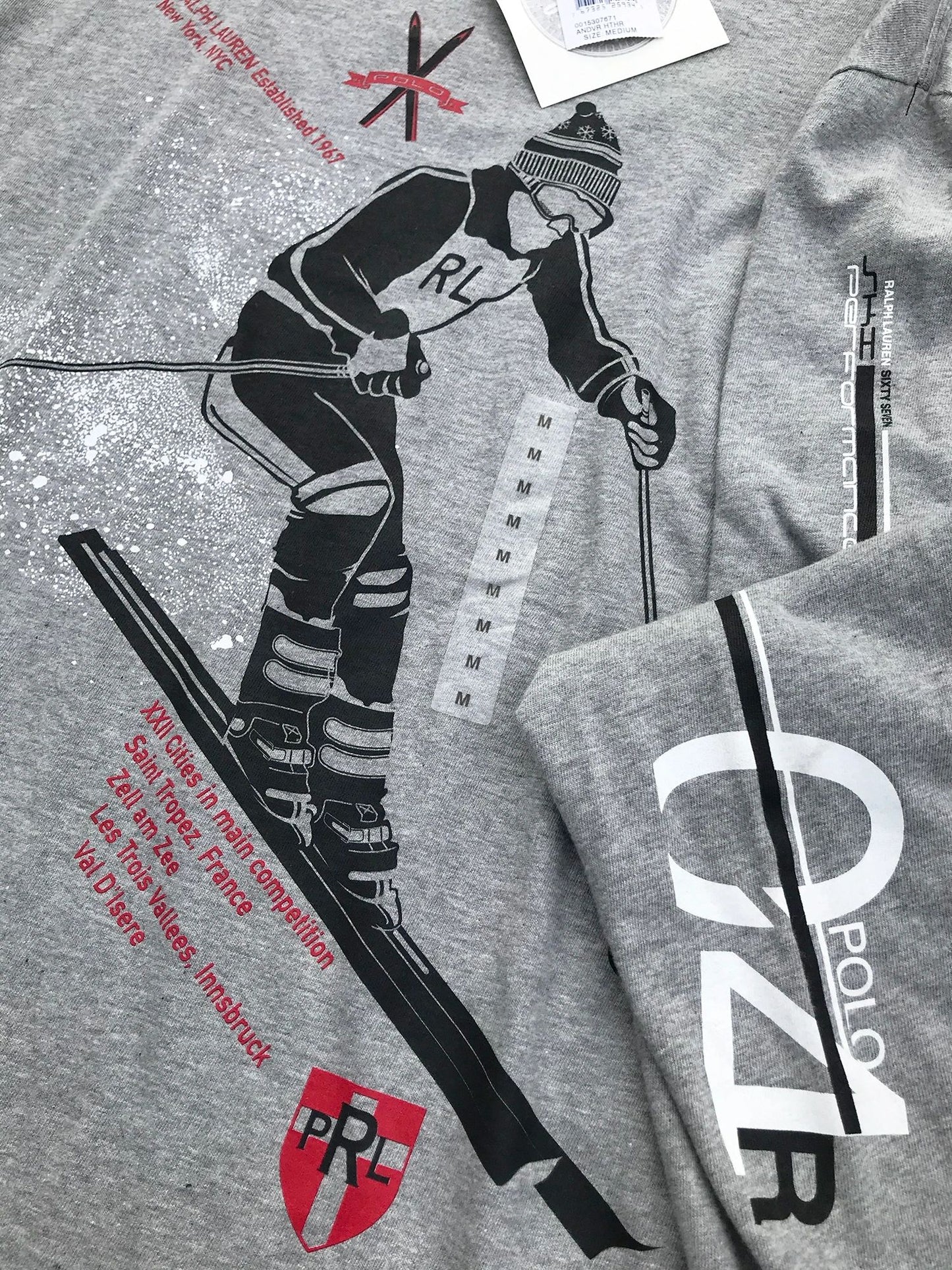 Polo Downhill Ski Oversized Print Long Sleeve Tee Shirt NEW