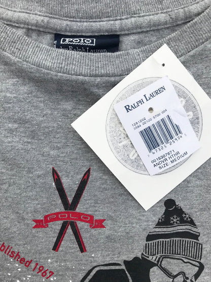 Polo Downhill Ski Oversized Print Long Sleeve Tee Shirt NEW