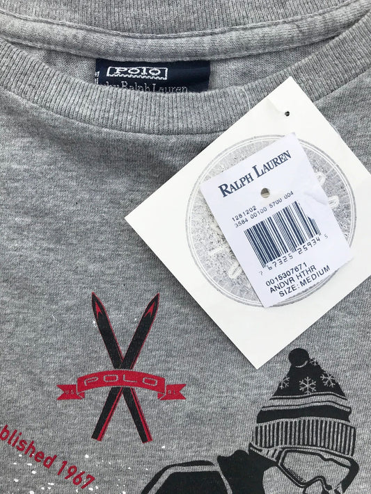 Polo Downhill Ski Oversized Print Long Sleeve Tee Shirt NEW