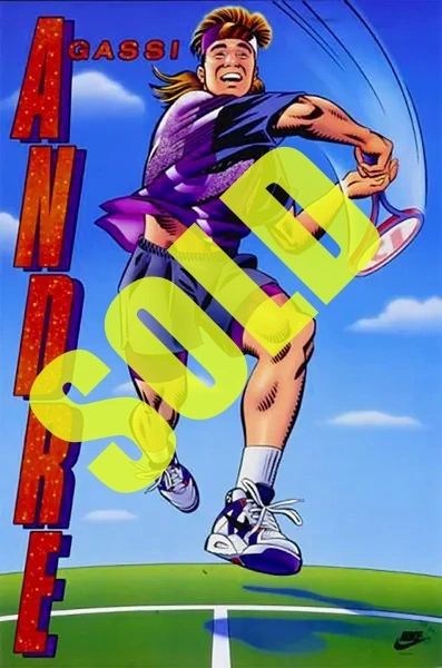 Nike Andre Agassi Super Comic Original 90's Print Poster NEW