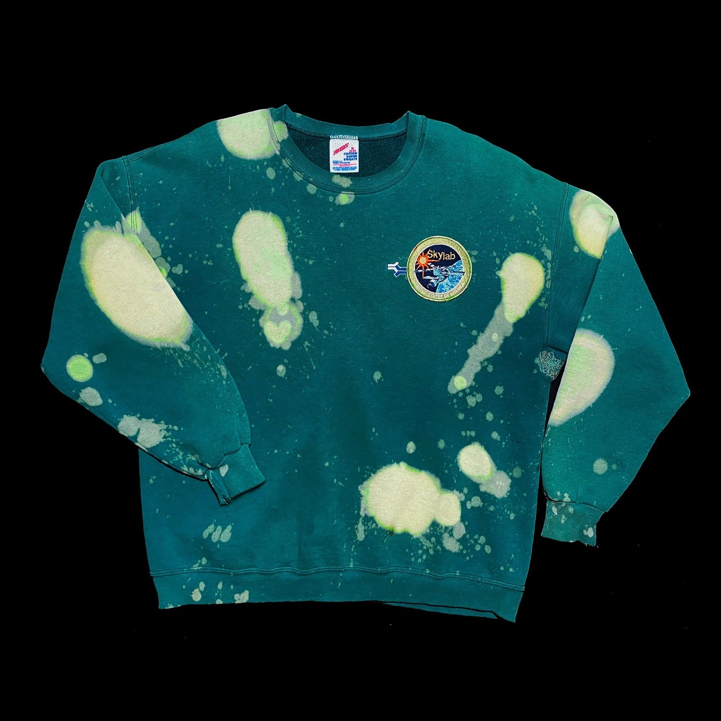 1/1 NASA Skylab USA Russell 90's Bleach Drip Faded Crew Sweatshirt